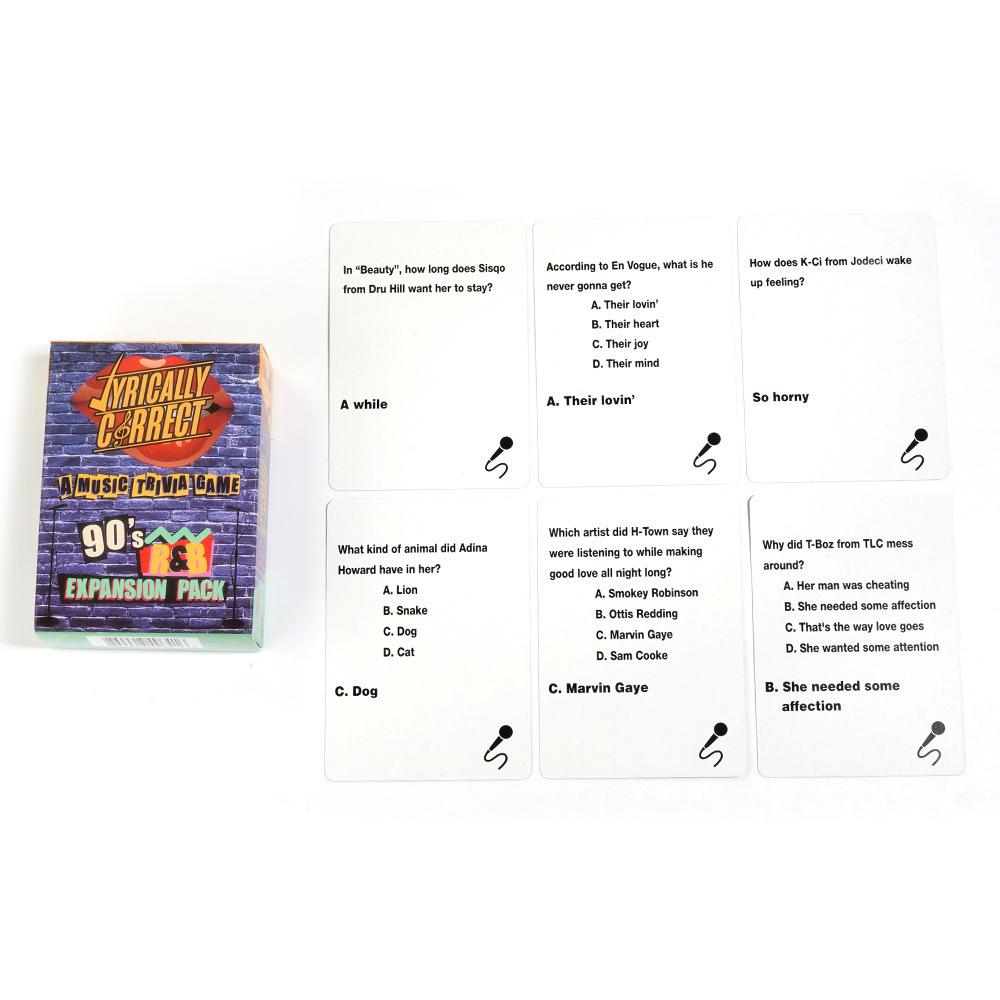 Lyrically Correct Card Hip Hop Musics Fun for Adults Party Family Night Games