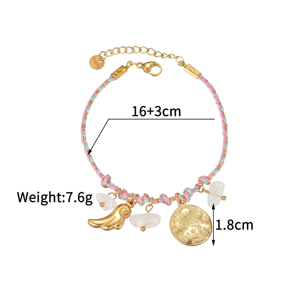 Atoztide Multiple Styles Cherry Heart Pendant Bracelet for Women Girls Stainless Steel Braided Rope Chain Bracelet Jewelry Gift
