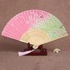Boshiho fan mens womens stylish Japanese style bamboo silk pure beautiful floral butterfly cherry blossom pattern bag accessories festival souvenir