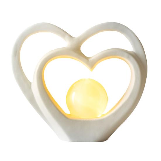 Minimalist Couple Night Light Ceramic Couple Statue Holding The Lamp Abstract Art Couple Figurine Nightlight for Home Bedroom Nightstand Decoration