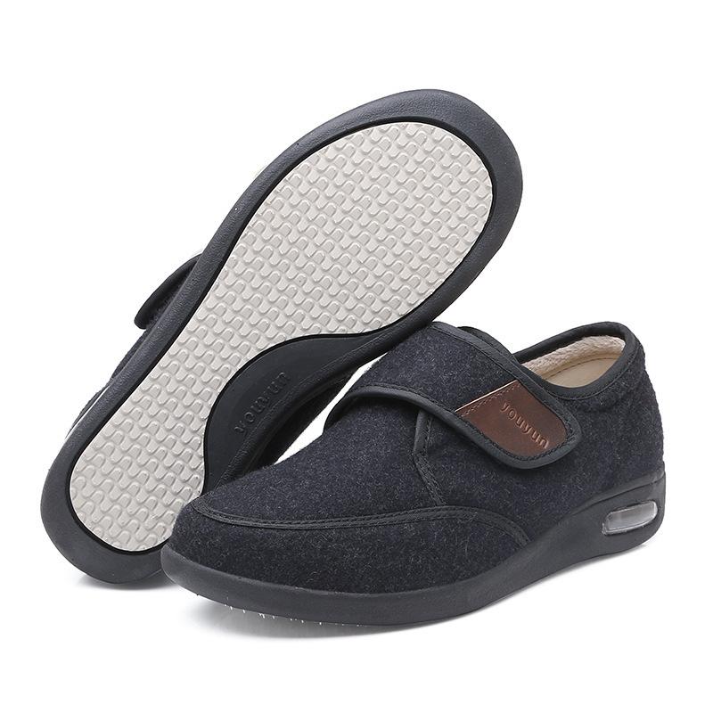 XIHAHA New Autumn and Winter Old People Shoe Senile Wide Feet Swollen Shoes Eversion Soft Comfortable Diabetic Walking Shoes