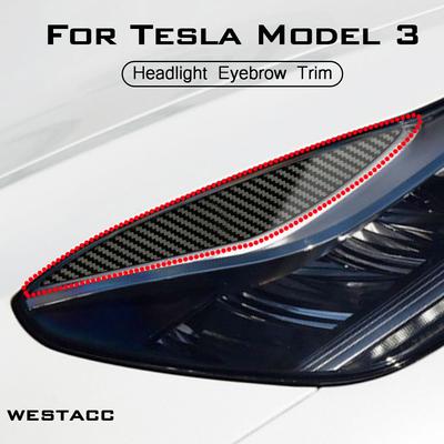 2 Piezas Faro Delantero Lámpara Delantera Ceja Adhesivo Decoración Párpado Embellecedor para Tesla Model 3 2016 - Estilo