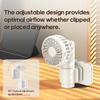 3 Speed Adjustable Rechargeable Cooling Fan 1000mAh Low Noise Portable Mini Clip Fan with Removable Design Travel Home