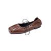 Non-slip soft sole comfortable cowhide single shoes four seasons wear fashion single shoes women's genuine leather large size small leather 