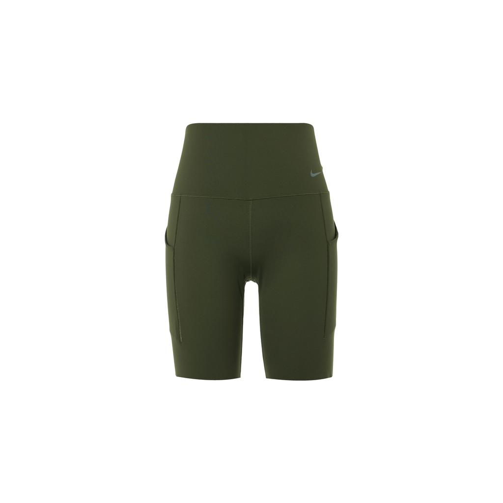 Nike Universal Journey Series Solid High-Waisted Quick-Dry Pocket Mid-Length Sports Shorts Women Shorts Khaki-Green DQ5995-325