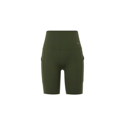 Universal Journey Series Solid High-Waisted Quick-Dry Pocket Mid-Length Sports Shorts Women Shorts Khaki-Green DQ5995-325