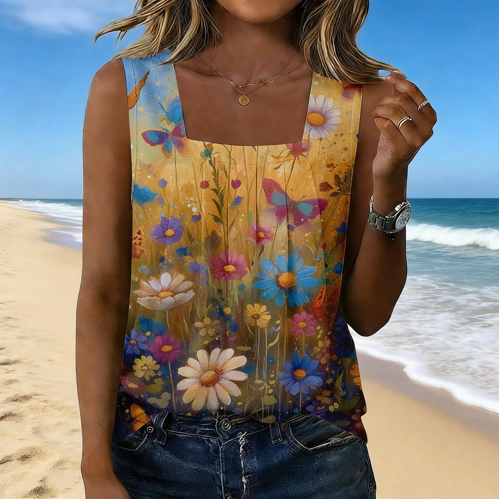 Women's Fashionable Casual Vintage Print Tank Top