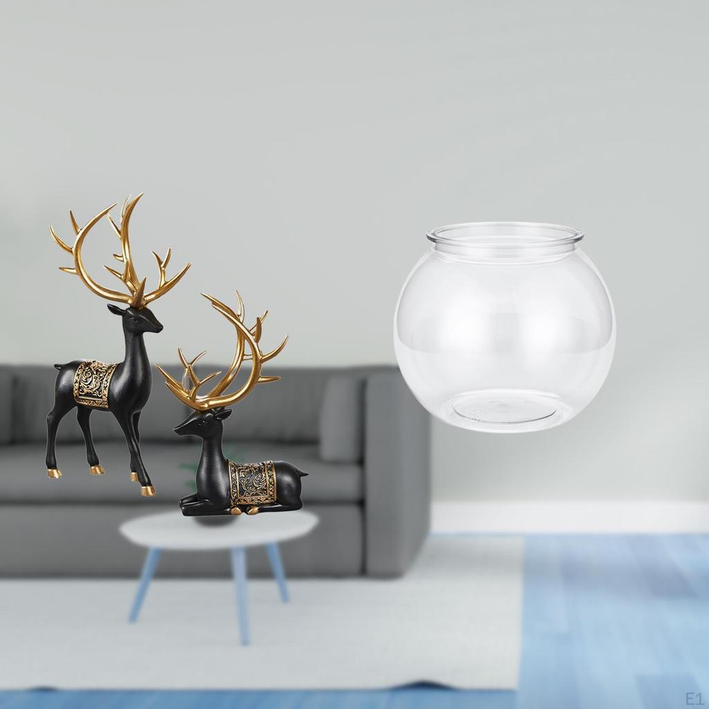 Resin Reindeer Elk Sculpture And Transparent Fish Tank Vase Collection for Tabletop Bedroom Living