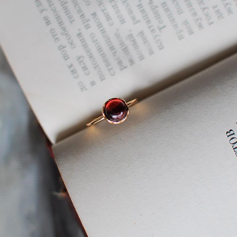 Original New Natural Garnet Egg Round Opening Adjustable Ring Elegant Charm Creative Retro Female  Jewelry