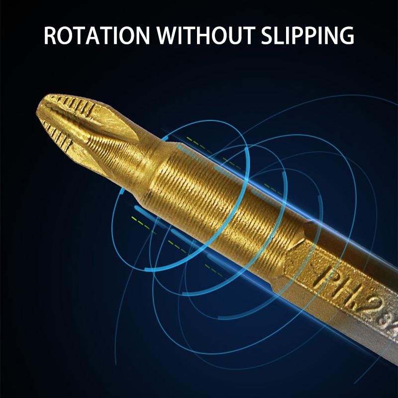 Phillips Screwdriver Bit Set PH2 Anti Non Slip 1/4 Hex Magnetic Fit Hand Electric Drill Driver Cross Titanium Coated Tool Part