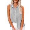 2025 European and American summer popular lapel cotton and linen buttons, sleeveless shirts women's clothing, shirts