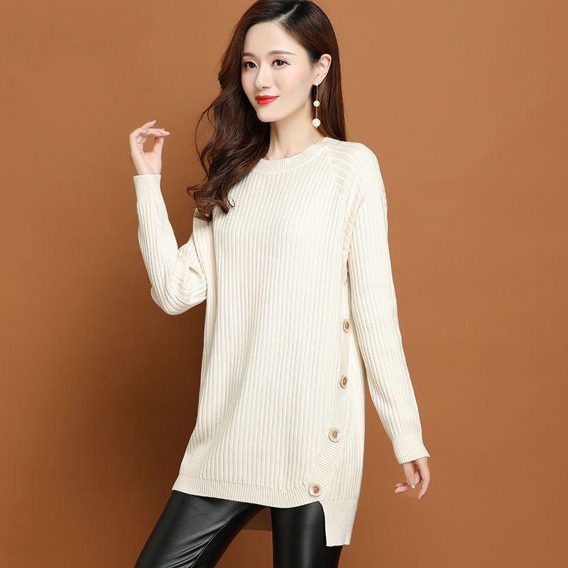 Trendy Slim-Fit Knitted Sweaters for Plus-Size Women - Medium To Long Length, Perfect for Autumn and Winter.