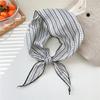 Stripe Print Snow Flower Scarves Sweet Cotton Linen Headscarf Bandanas Shawl Headband  Summer