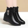 Autumn Winter Women’s Non-Slip Wedge Heel Ankle Boots - Warm Velvet Lined for Mature & Elderly
