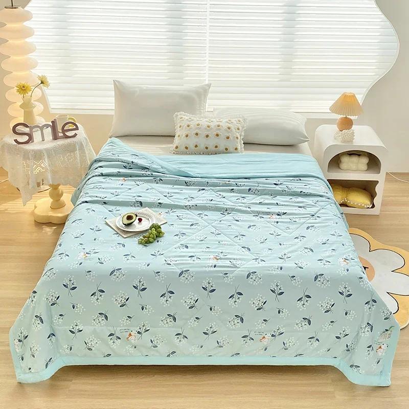 Cute Zoo Animals Print Quilt Bedspreads Children Adults Thin Comforter Summer Quilt Single Double Bed Air-Condition Bed Blanket
