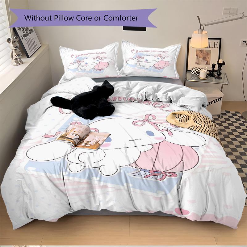 3pcs Lantern Cinnamoroll Ideas Bedding Set - 1 Soft Quilt Cover + 2 Pillowcases, Machine Washable - Suitable for All Seasons, Perfect Gift F