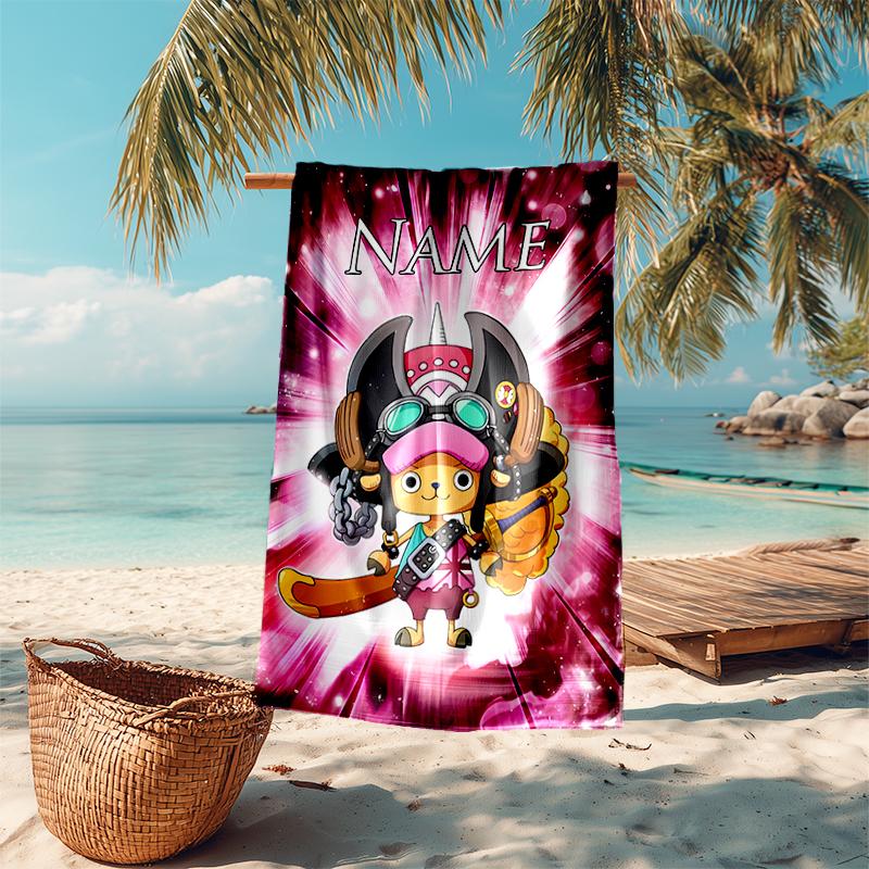 Personalized customized proof beach towel with One Piece Chopper pattern - soft, absorbent,quick-drying,perfect swimming,camping&bathing