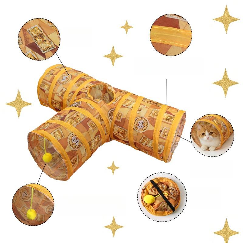 Collapsible Cat Tunnel Toy Interactive Foldable Cat Play Tube with Hanging Ball Indoor Pet Tunnel for Kitty Exercise & Hunting