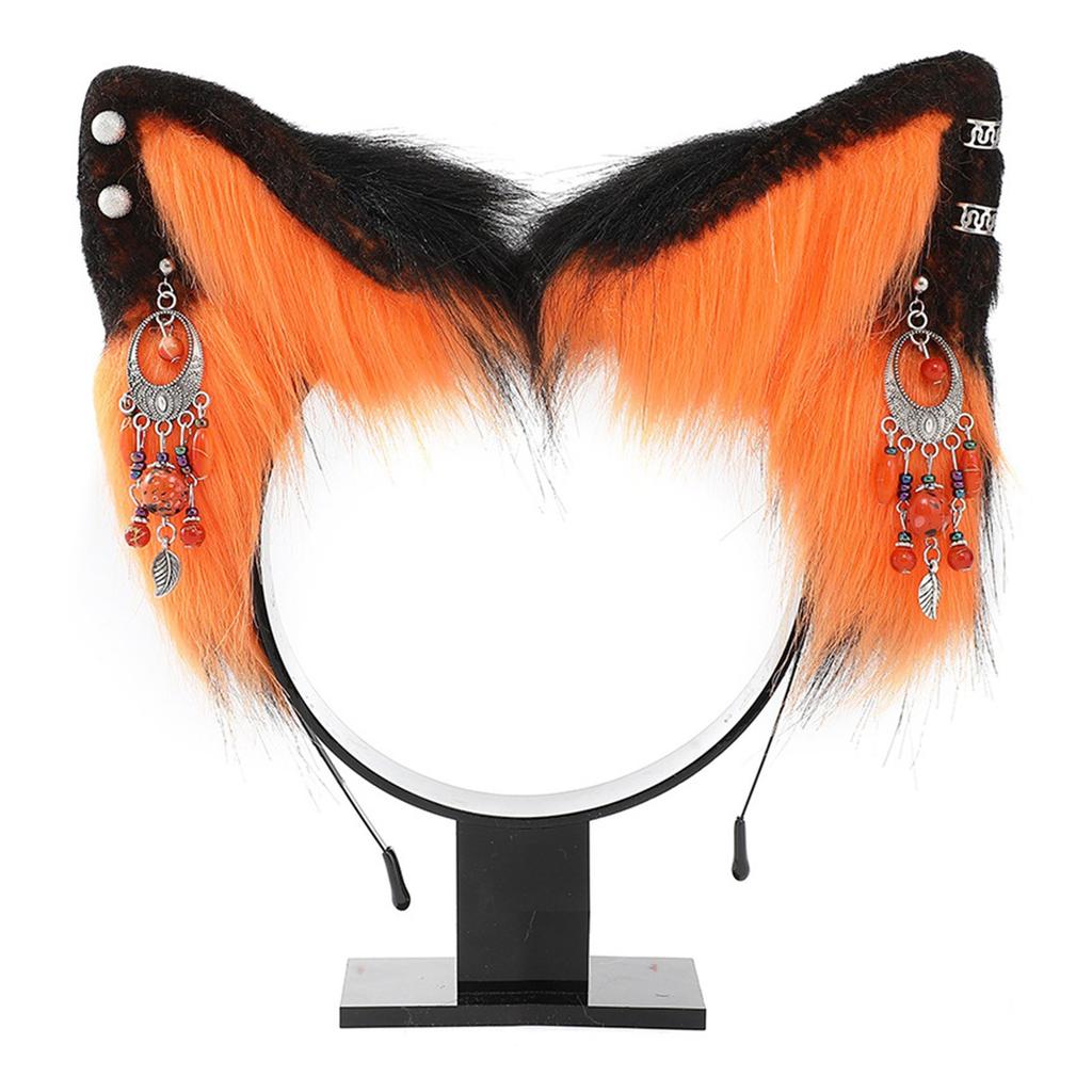 Cat Ear Headband with Colorful Ear Jewelry Sweet Girls Cosplay Beast Ears Fursuit Masquerade Halloween Cosplay Party