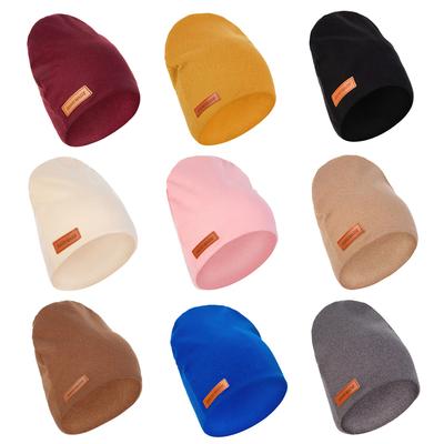 Wol Baby Boy Hoed Winter Herfst Leren Label Kindermuts voor Meisjes Cap Warme Baby Motorkap Peuter Accessoires Kinderen Hoeden 1-4Y
