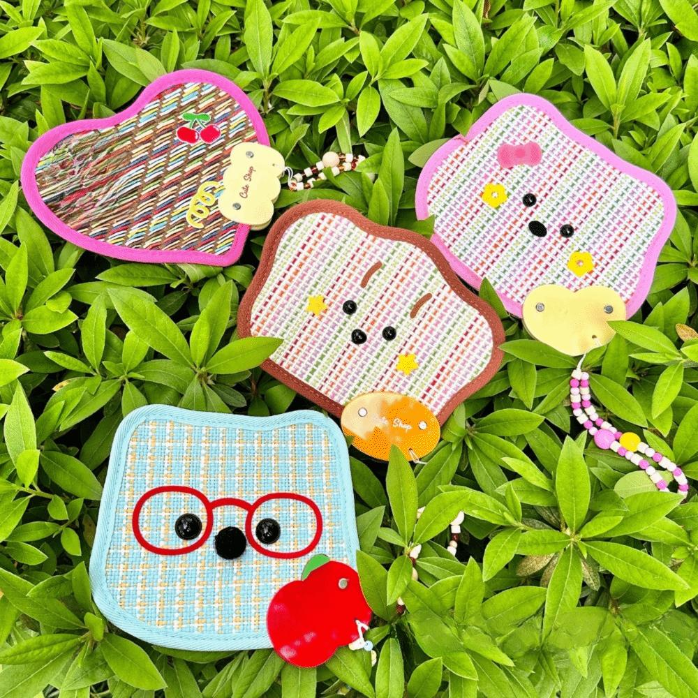 Dopamine Bright Color Animal Shaped Palm Fan Cartoon Animal Woven Handheld Fan Photo Prop