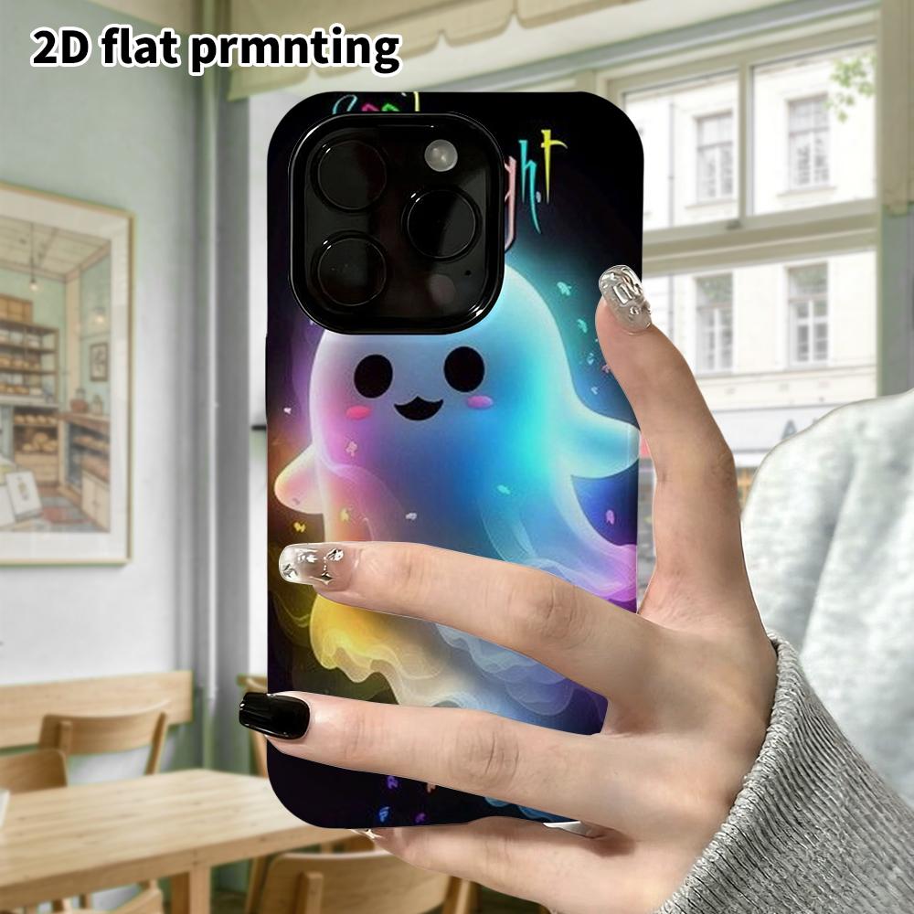 Phone Case: 2D Flat Design Suitable for iPhone 18, 17, 16, 15, 14, 13 Pro Film Protective Case, Couple Style, Rainbow Glow, Christmas and Halloween Gi
