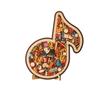 3D Wooden Music Note Puzzle with Multiple Internal Pieces and Classic Note Frame Musical Instrument Jigsaw Decoration for Display