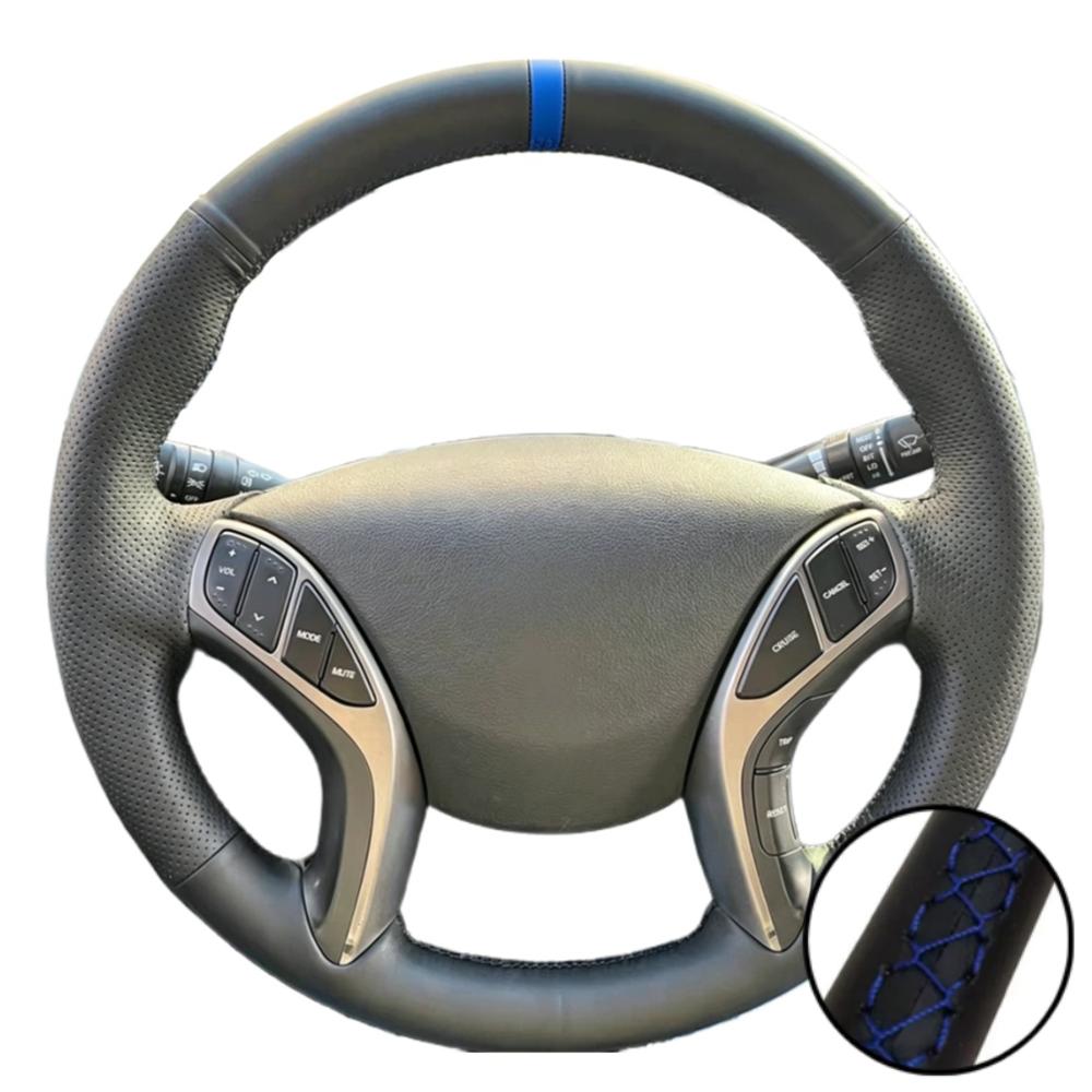 Car Accessories Hand-stitched Black Artificial Leather 2011-2016 Avante i30 2012-2016 Steering Wheel Cover For Hyundai Elantra