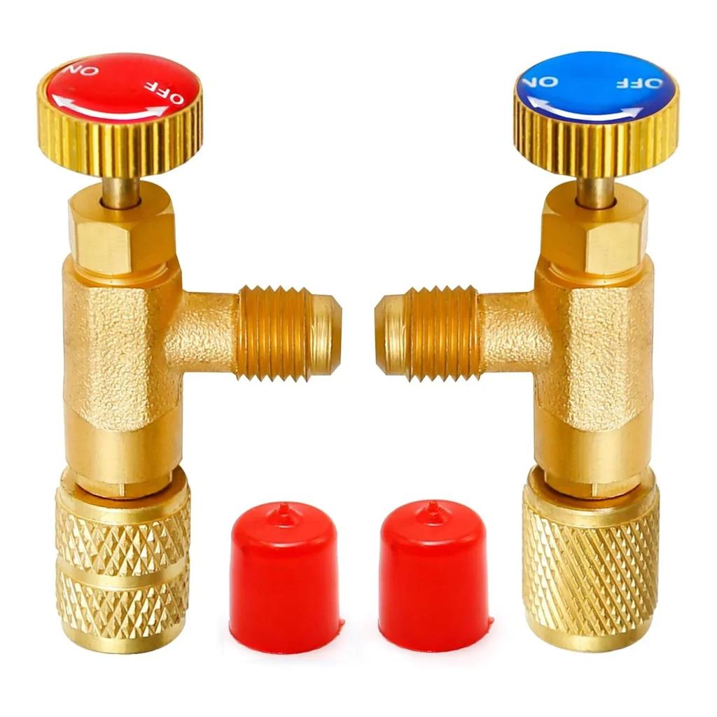 Air Conditioner Refrigerant Safety Valve, for R410A & R22, 1/4" & 5/16" Hand Tool Parts, Refrigeration Inflator Adapter