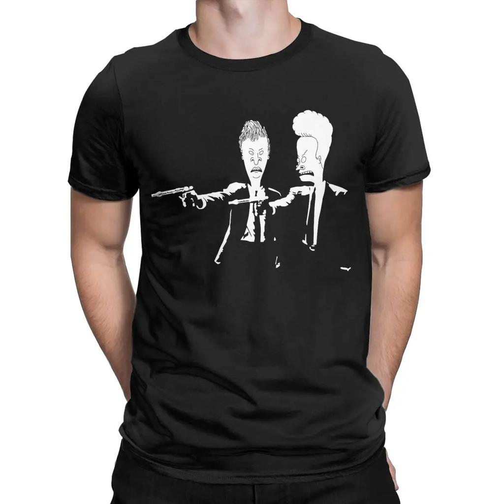 Beavis and Butthead Pulp Fiction Magliette da Uomo Maglietta Creativa Maglietta a Maniche Corte Girocollo Abbigliamento con Stampa in Cotone