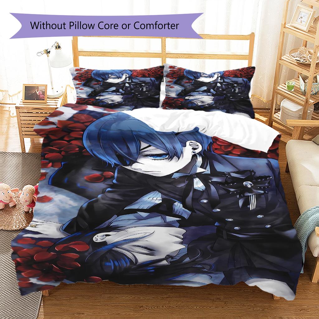 Pościel z motywem Czarnego Lokaja, Zestaw kołdry, Poszewka na kołdrę, Poszewka na poduszkę, Domowy prezent urodzinowy (1 * poszwa na kołdrę + 2 * poszewki na poduszki, bez rdzenia)