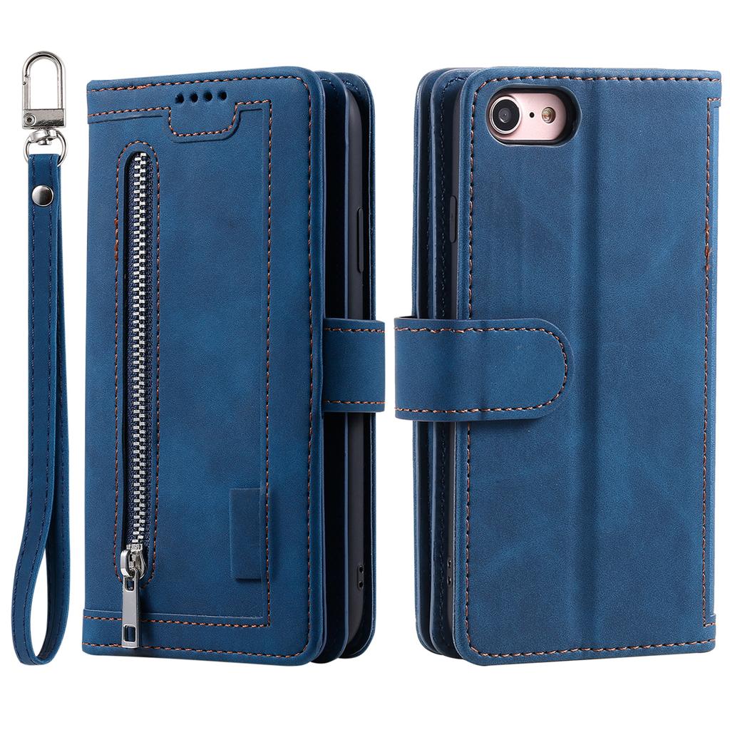 For iPhone 16e Case PU Leather Phone Cover with Zipper Wallet 9 Card Slots