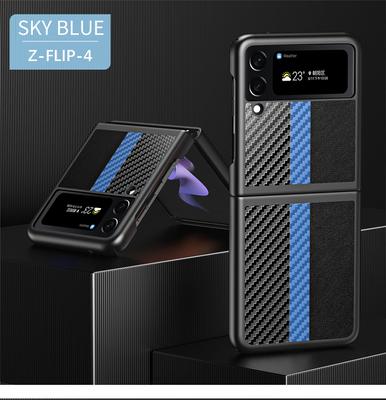 Luksusowe Ultracienkie Skórzane Etui Ochronne z Włókna Węglowego na Samsunga Galaxy Z Flip 4 5G Etui Wstrząsoodporne Etui na Telefon Coque Fundas