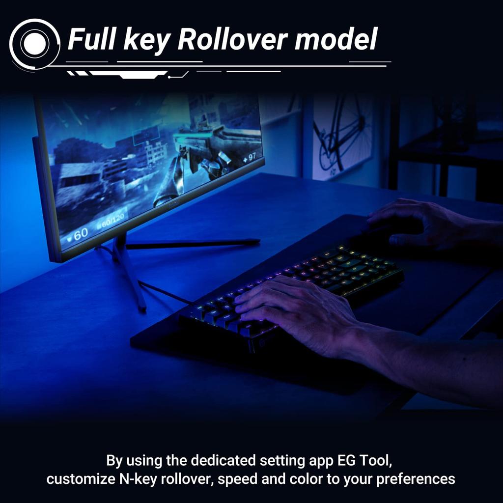 ELECOM VK300S Gaming Keyboard Silver Speed USB V-custom (US Layout), Wired, RGB, Tenkeyless, 65% Mechanical, Switches, Linear, Port, Black,