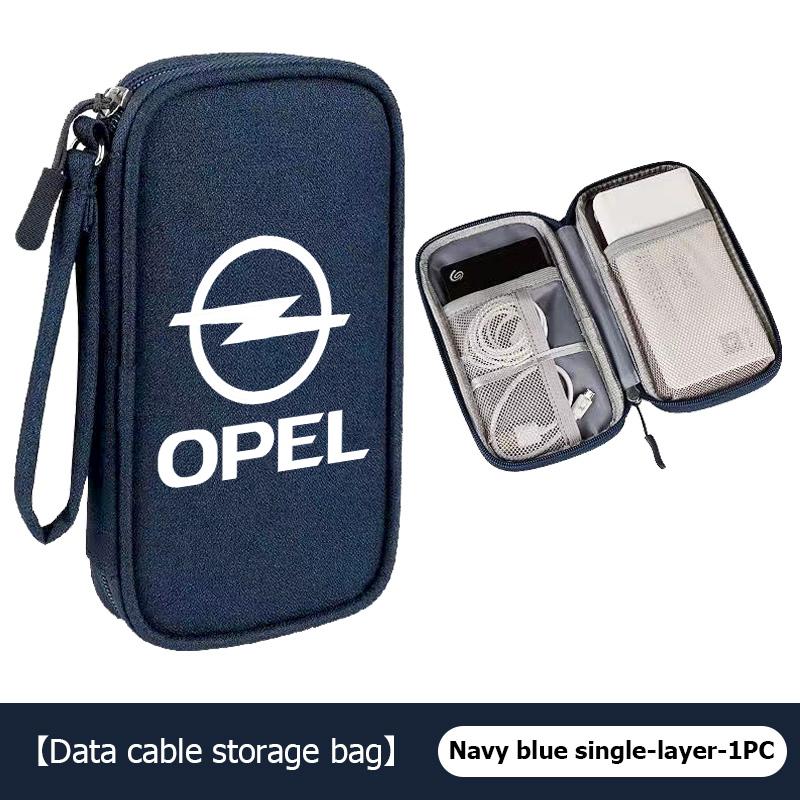Data Cable Storage Bag Earphones Double Layer Portable Travel Bag For Opel Meriva Mokka Grandland Vectra Zafira Vivaro Antara
