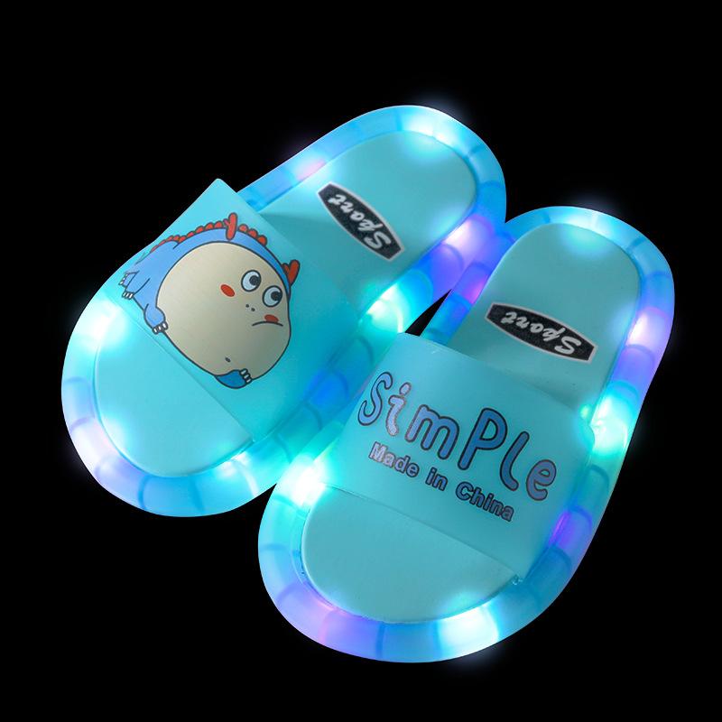 Children‘s Boys Girls Slippers Cartoon Animals Shoes Lighted Fashion Cute Shoes Bathroom Kids Gifts Toddler Slippers Flat Heels