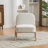 Scandinavian Fabric Lounge Chair – Soft Chenille Fabric and Sturdy Wood Frame, Ideal for Living Room & Bedroom-Ivory