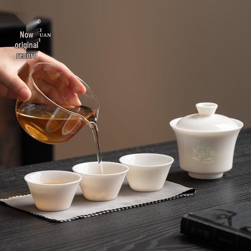 Xiyuanji Mutton Fat Jade Porcelain Travel Tea Set