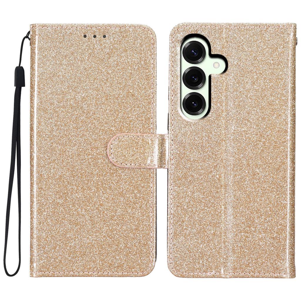 Pro Samsung Galaxy M36 5G Peněženkové pouzdro Třpytivé Kožené Odolné proti poškrábání Stojánek Kryt na telefon s popruhem