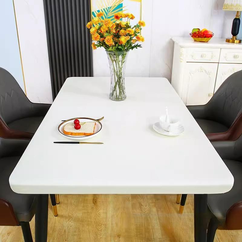 

1 шт. Однотонная прямоугольная полностью обернутая скатерть из овчины, водонепроницаемая, маслостойкая, защитная ткань для столешницы, с эластичной лентой для фиксации, коврик для стола 50x50cm table use