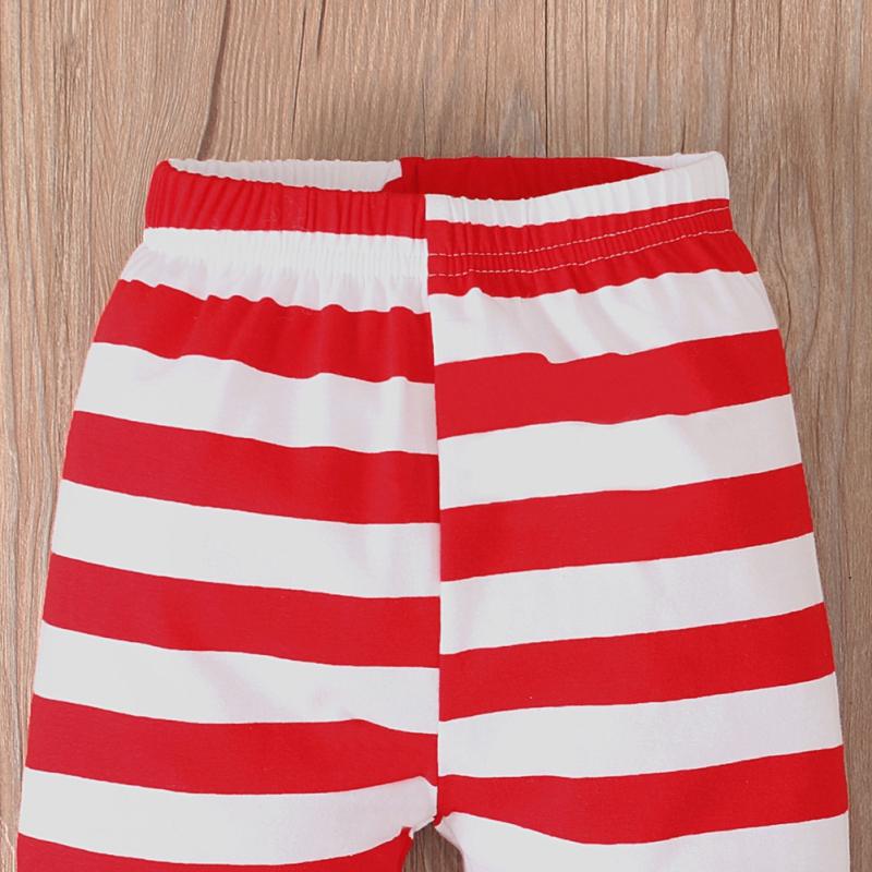 Children's Striped T-Shirt And Pants Two-Piece Set Kids Loungewear Christmas Clothing