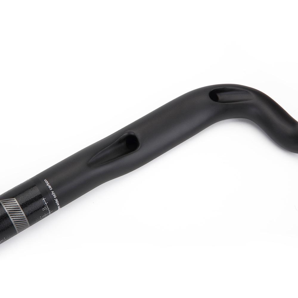 Gauche Carbon Fiber Drop Handlebars, 25° Flare, Internal Cable Routing for Road Bikes