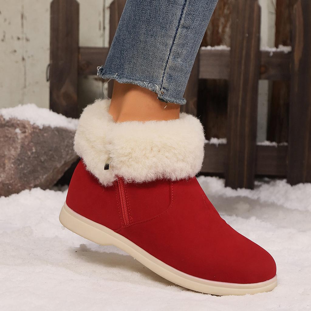 Neue Übersee-Außenhandel große Größe Herbst und Winter neue niedrige Schaftweite Wildleder Baumwollschuhe Schneeschuhe Low Top Plüschrand Damenstiefel