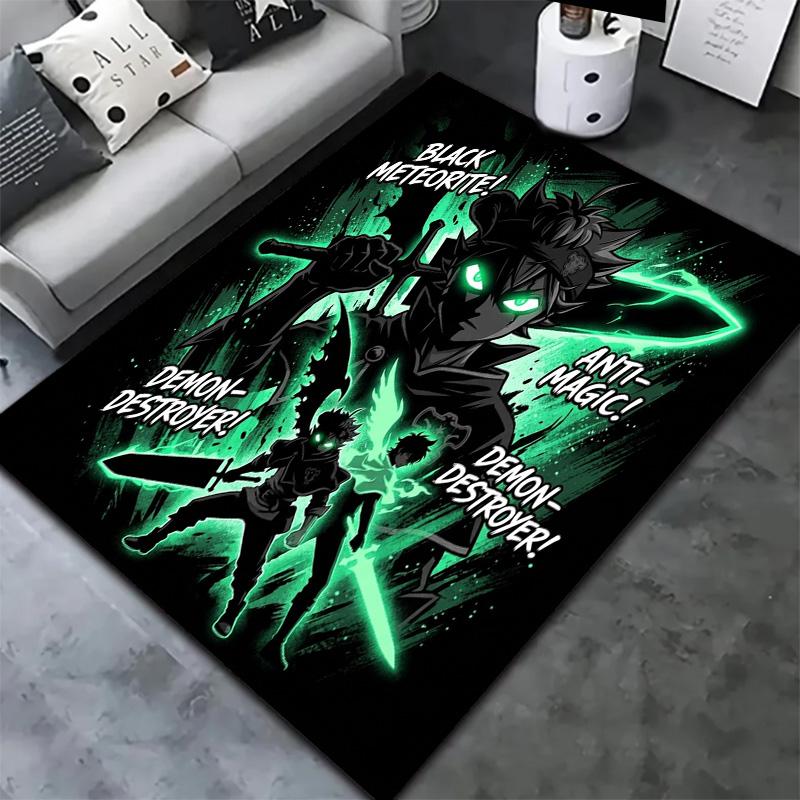 Black Clover Carpet Rug For Living Room Bedroom Home Sofa Decoration Kids Play Nonslip Floor Mat