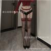 Sex stockings Over knee long tube leg socks Suspender integrated black silk temptation sexy contrasting red edge open socks thin