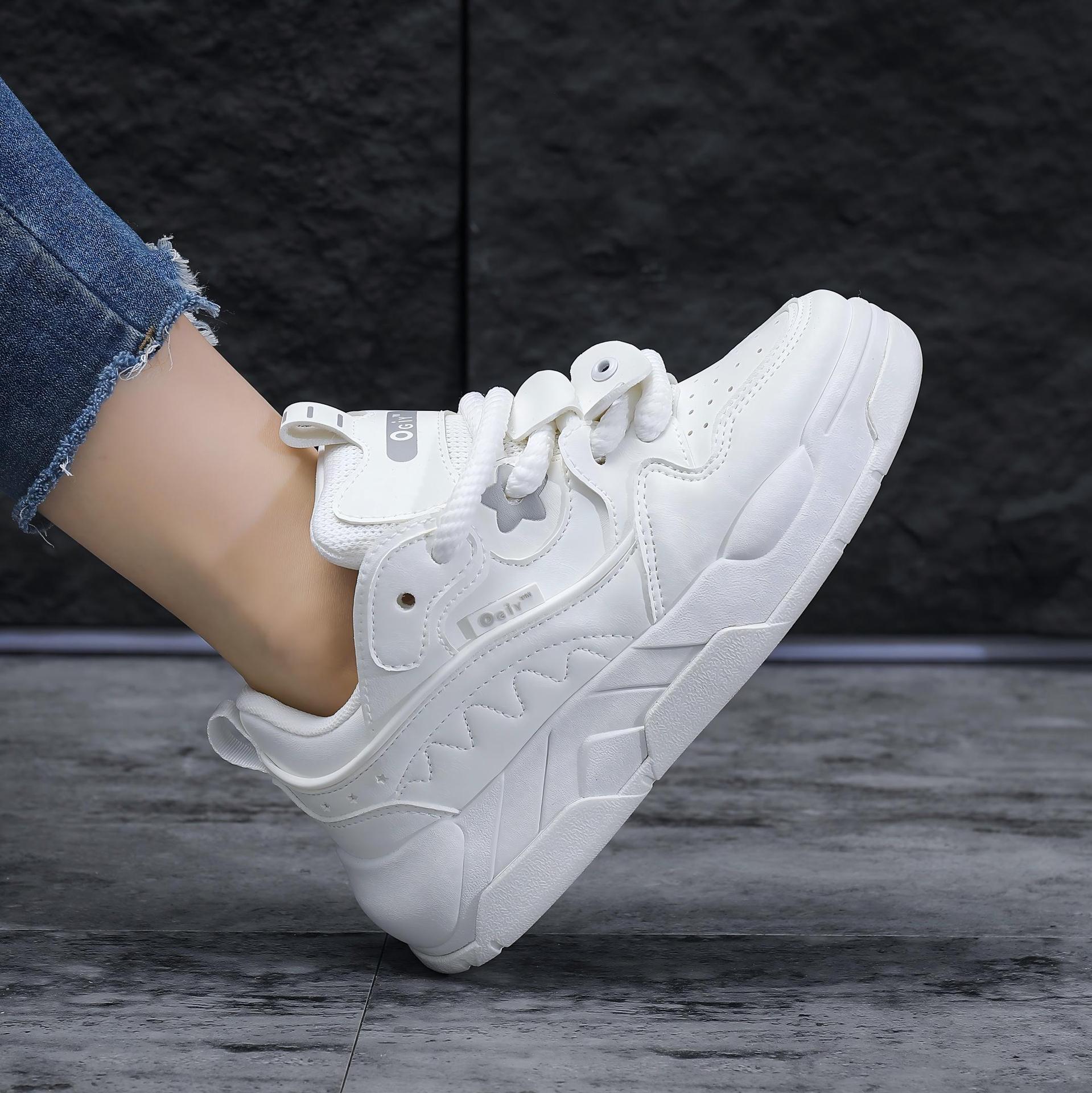 

Женская обувь весна-лето новые туфли для хлеба низкие универсальные маленькие белые туфли толстая подошва увеличивающая высоту удобные туфли для доски модные туфли для папы 35 белый