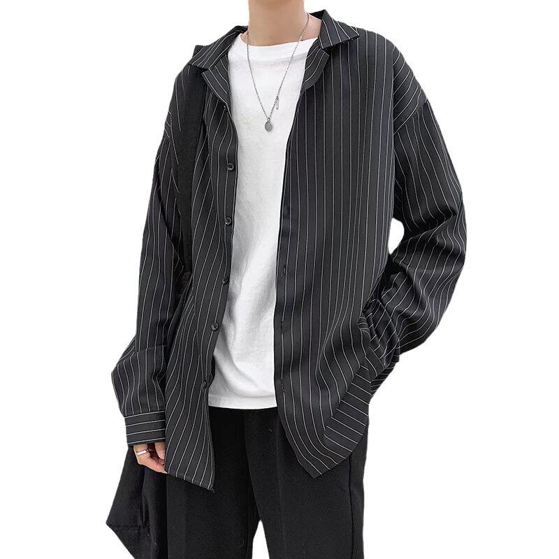 Men's 2024 Summer Striped Long-Sleeve Trendy Loose Casual Shirt-Jacket