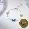 Vintage Luminous Butterfly Pendant Necklace and Bracelet for Women Glow In The Dark Christmas New Year Party Jewelry Gift