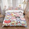 3pcs Carnival Celebration Hello Kitty and Friends Printed Bedding Set, Soft and Comfortable Quilt Cover for Bedroom, Guest Room (1 Duvet Cov