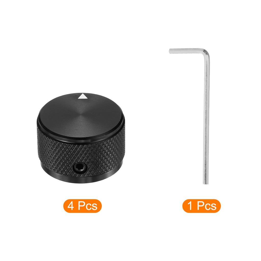 Uxcell Aluminum Potentiometer Universal Volume Tone Control Knob for Guitar and Diamond Black 4-Piece Knob, 1/4" (6mm) Bass, 5/8"